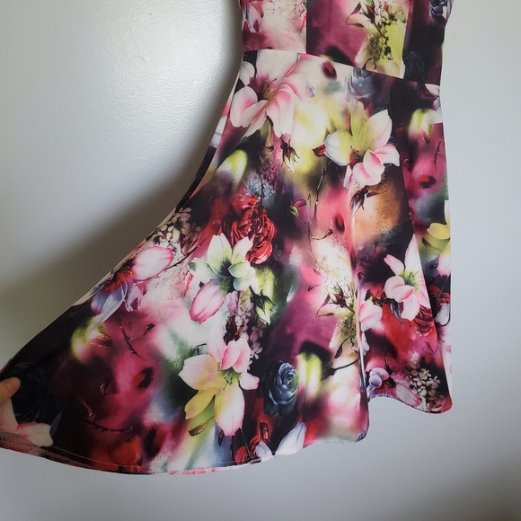 NWOT Fit and Flare Floral Dress - pink, peach, purple, green - Size small - Picture 2 of 11